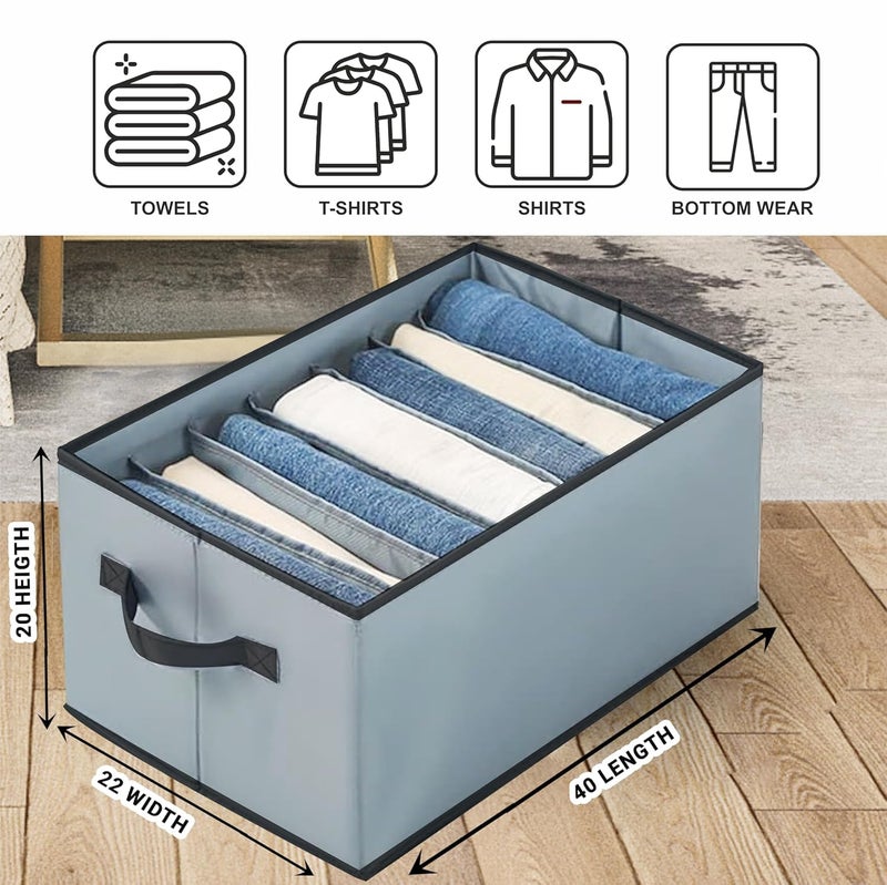 LAXIS ® Wardrobe Organizer For Clothes Organisers Storage Box Clothes Organiser For Wardrobe Stackable Organizer For Wardrobe Cloth Storage Box Drawer Organizer (Grey, Pack of 3) - Image 2