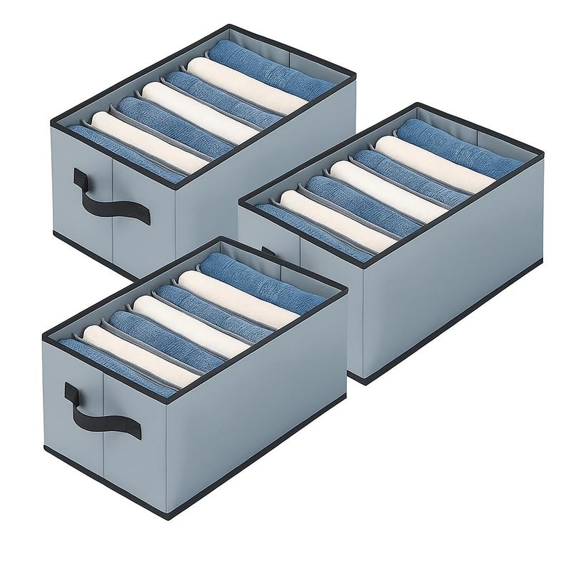 LAXIS ® Wardrobe Organizer For Clothes Organisers Storage Box Clothes Organiser For Wardrobe Stackable Organizer For Wardrobe Cloth Storage Box Drawer Organizer (Grey, Pack of 3) - Image 1