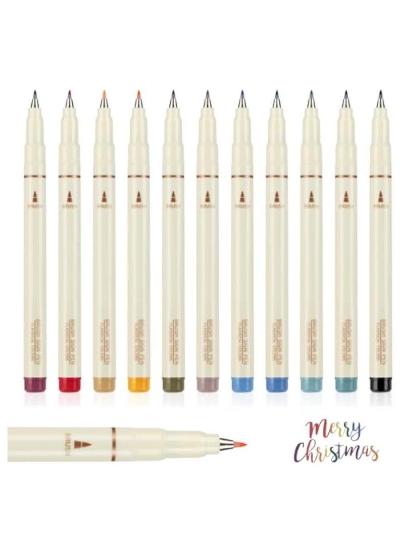 KASTWAVE 12 Colors Sign Brush Pen, Felt Tip Arts Pen with Flexible Brush Tip, Brush Tip Marker, Felt Tip Water Based Ink Color Pen, Brush Lettering Pen for Bullet Journal Calligraphy Book Drawing & Art Project  - Image 1