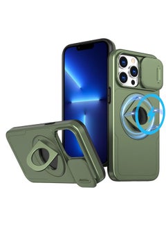 HuHa Case Cover For iPhone 13 Pro Max Camshield MagSafe Ring Holder Armor Phone Case Olive Green 