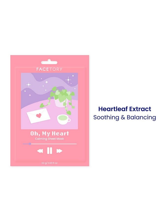 FACETORY Oh My Heart Sheet Mask With Heartleaf Extract Soft Formfitting Face Mask For Acneprone Skin Calming Hydrating And Soothing (Pack Of 5)  - Image 4