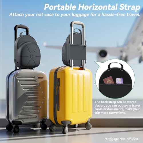 CLESOO Hat Case for Travel Hat Travel Case for Baseball Caps Hat Carrier for Travel Hat Box for Travel Hat Holder for Travel Hard Hat Bag for 6 Caps Hat Suitcase Travel with Adjustable Shoulder Strap - Image 4