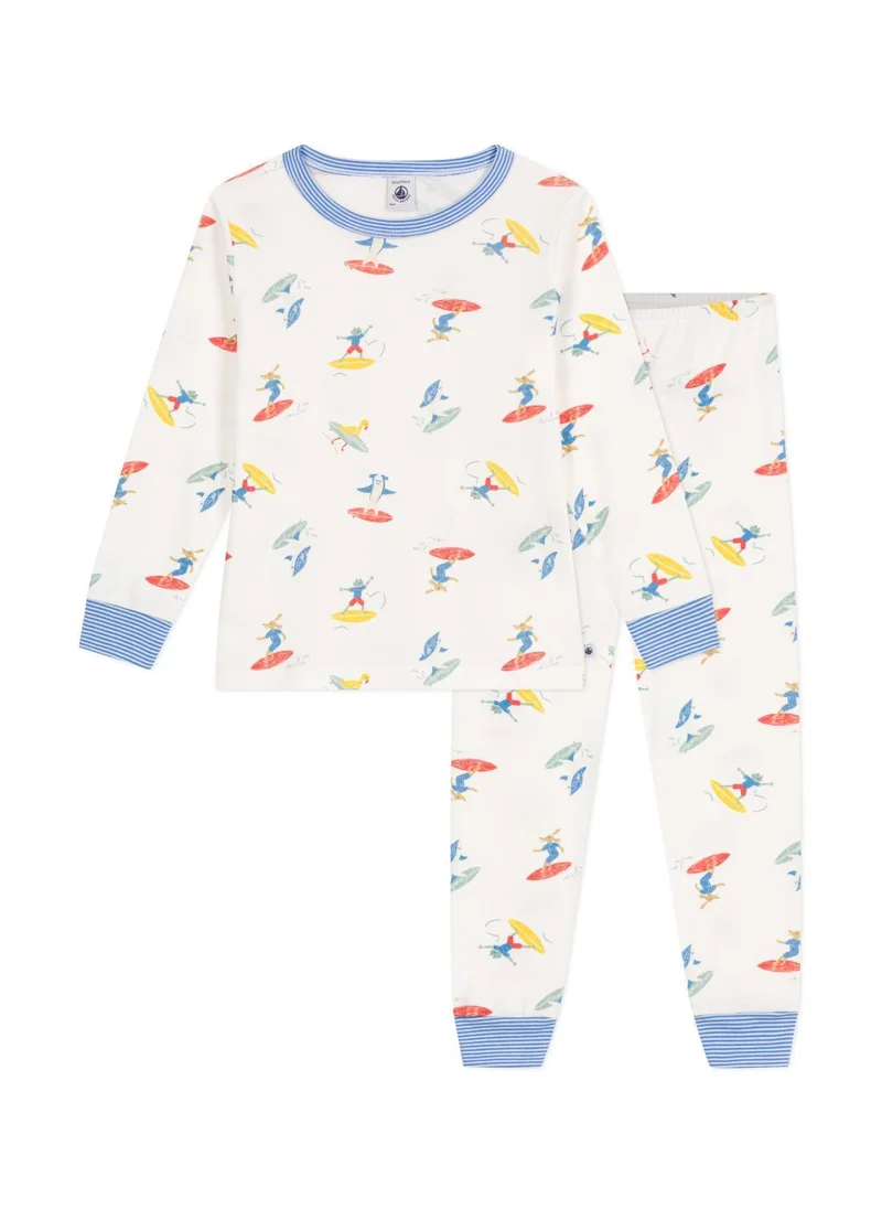 بيتي باتو Children's long-sleeved surfer print cotton pyjamas