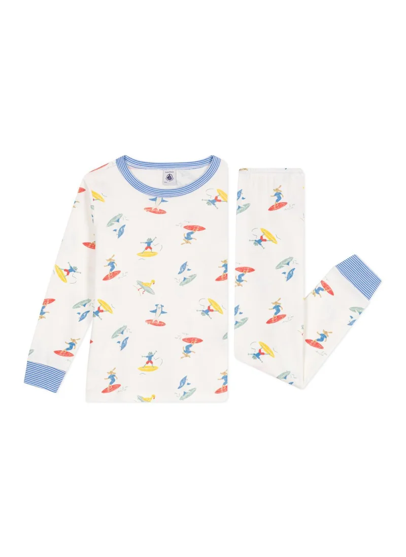 بيتي باتو Children's long-sleeved surfer print cotton pyjamas