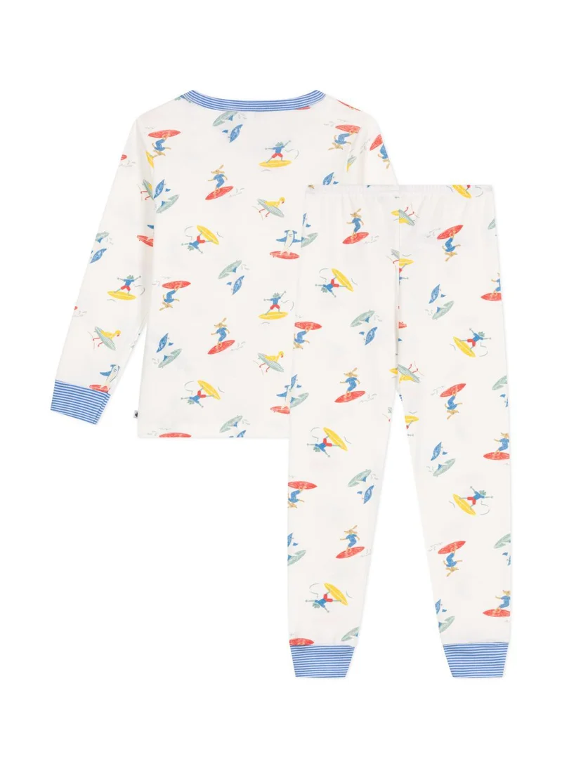 Petit Bateau Children's long-sleeved surfer print cotton pyjamas