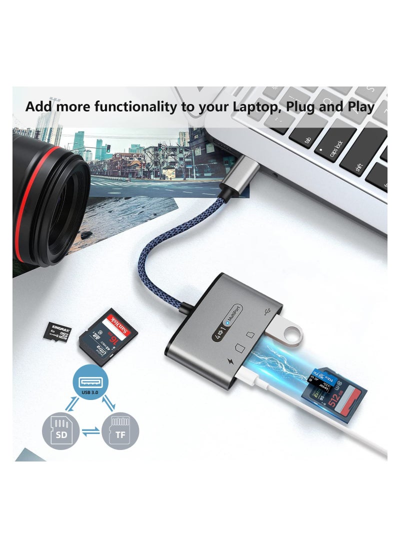 SYOSI - SD Card Reader 4 in 1 Type C, with PD 60W Fast Charging Adapter, USB 3.0 Camera Adapter Bidirectional 312 MB/s, High Speed Data Transfer SD/TF Card Reader for iPad Pro, MacBook Pro and More - Image 1