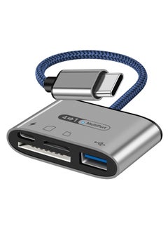 SD Card Reader 4 in 1 Type C, with PD 60W Fast Charging Adapter, USB 3.0 Camera Adapter Bidirectional 312 MB/s, High Speed Data Transfer SD/TF Card Reader for iPad Pro, MacBook Pro and More