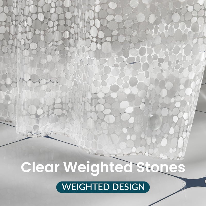 Titanker Clear Shower Curtain Liner with Pebble Pattern, Medium Weight Plastic Shower Liner PEVA Waterproof Shower Curtains for Bathroom with Big Stones and Grommets, 72x72 Inches - Image 5