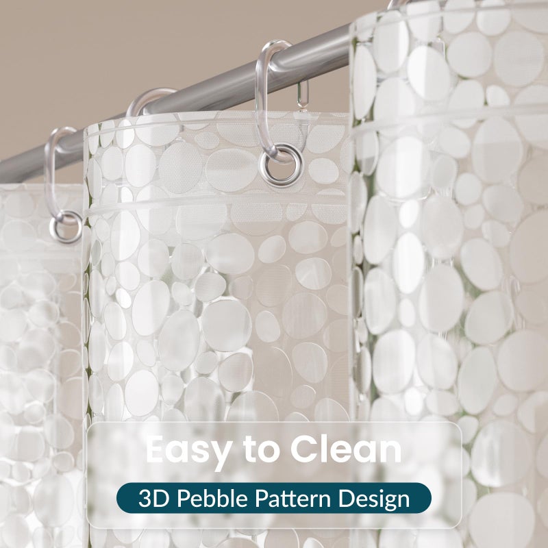 Titanker Clear Shower Curtain Liner with Pebble Pattern, Medium Weight Plastic Shower Liner PEVA Waterproof Shower Curtains for Bathroom with Big Stones and Grommets, 72x72 Inches - Image 3