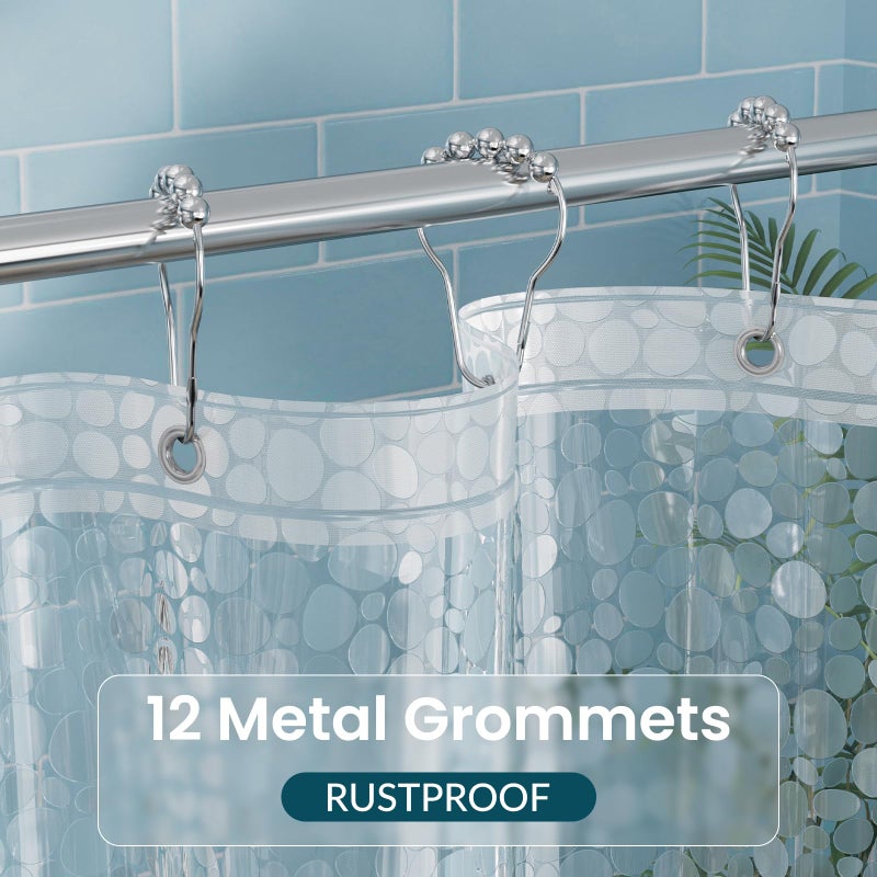 Titanker Clear Shower Curtain Liner with Pebble Pattern, Medium Weight Plastic Shower Liner PEVA Waterproof Shower Curtains for Bathroom with Big Stones and Grommets, 72x72 Inches - Image 4