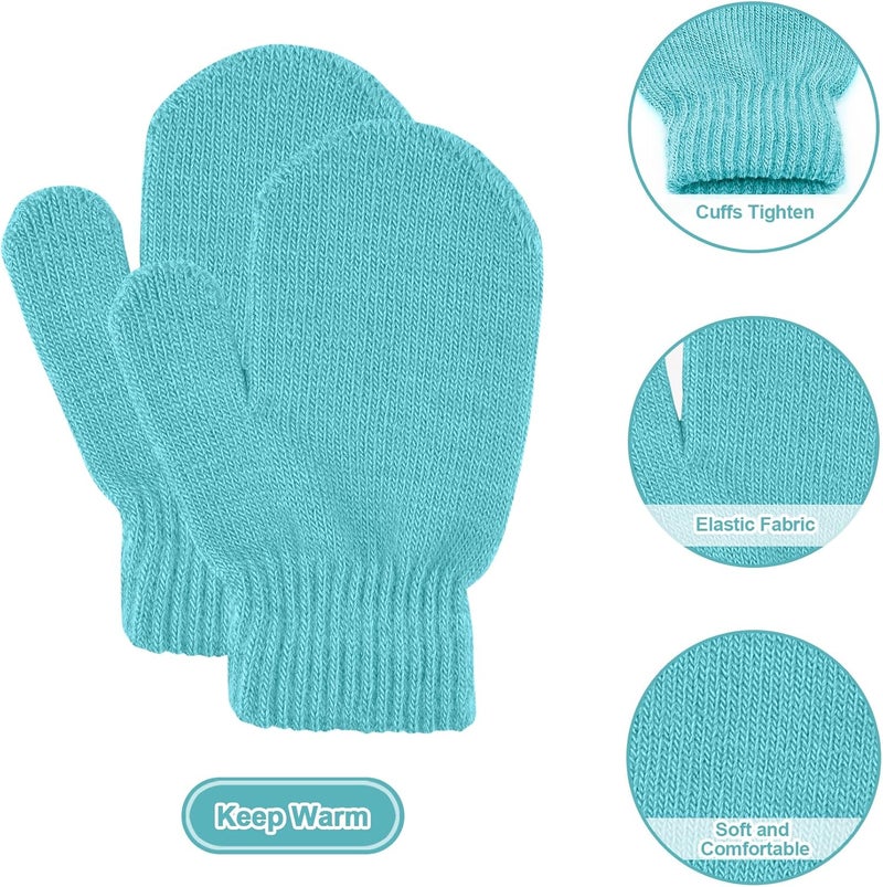 MENOLY 15 Pairs Kids Toddlers Magic Stretch Mittens Solid Color Winter Warm Kids Knit Gloves for Boys and Girls - Image 2