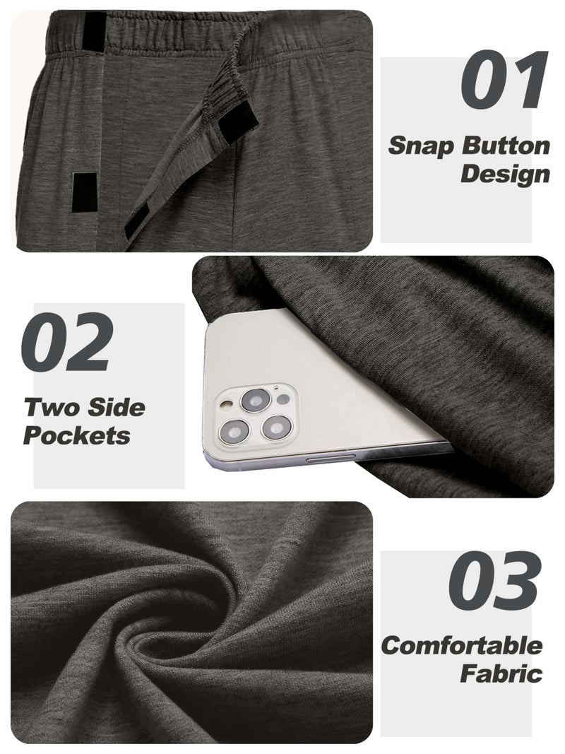 Deyeek Tear Away Pants for Men Open Bottom Wide Leg Post Surgery Sweatpants Loose Fit Soft Catheter Pants with Pockets L Deep Gray - Image 4