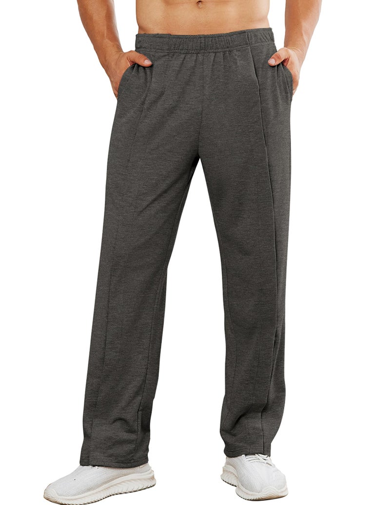 Deyeek Tear Away Pants for Men Open Bottom Wide Leg Post Surgery Sweatpants Loose Fit Soft Catheter Pants with Pockets L Deep Gray - Image 5