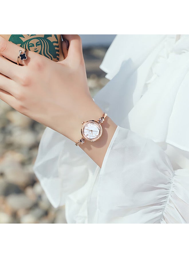 Julius Women's Watch With Rhinestone, Fashionable Versatile Slim Bracelet, Quartz Waterproof Student Ladies' Watch In Rose Gold Ja-878c - Image 1