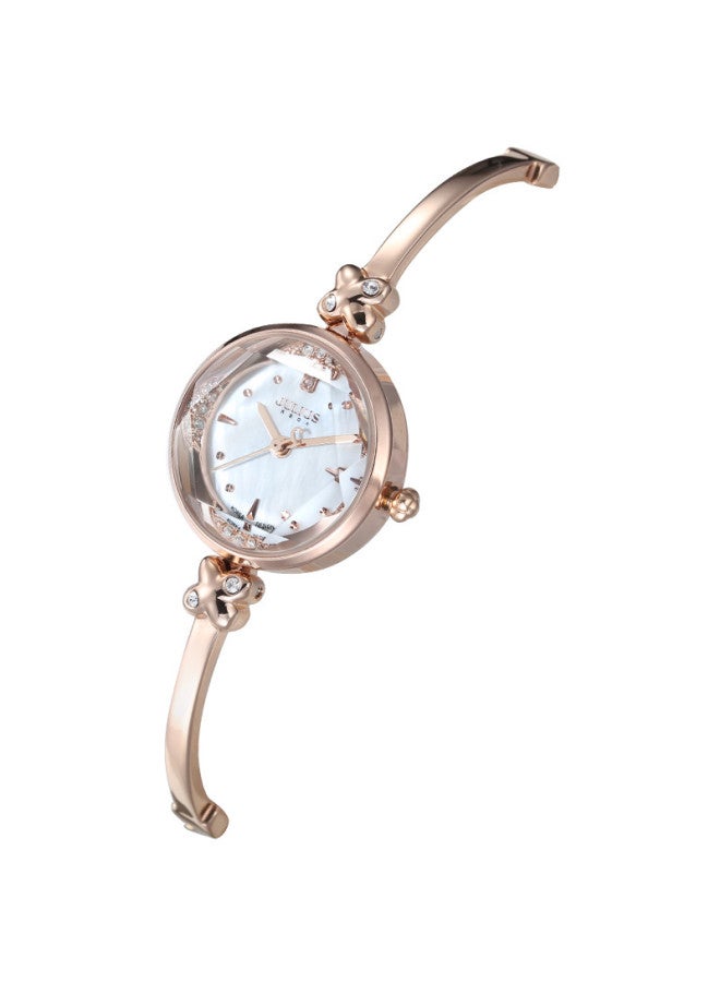 Julius Women's Watch With Rhinestone, Fashionable Versatile Slim Bracelet, Quartz Waterproof Student Ladies' Watch In Rose Gold Ja-878c - Image 5