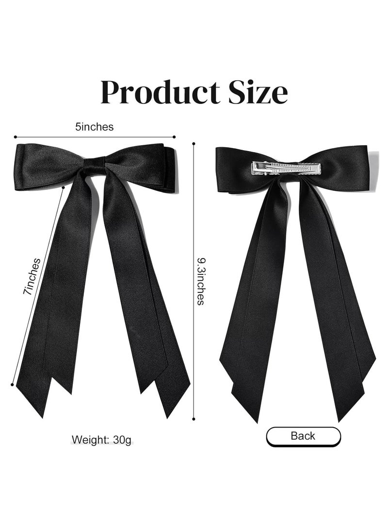 Goolsky 2PCS Hair Bows Hair Clip Beige Black Hair Ribbon Ponytail Holder Accessories Slides Metal Clips Hair Bow for Women Girls Toddlers Teens Kids - Image 5