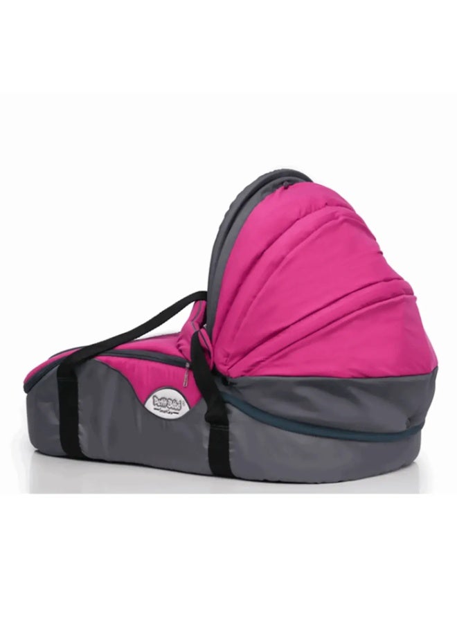 Petit bebe Petit Bébé Smart Gear Oval Baby Carrycot – Foldable Portable Baby Bassinet with Canopy, Mosquito Net & Safety Belt – Rocking and Inclined Positions – Fuchsia – 0-9 Months - Image 3