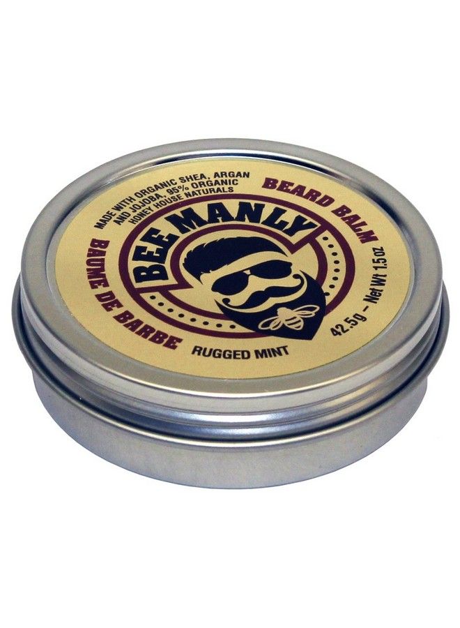 Bee Manly Honey House Naturals Beard Balm Rugged Mint 1.5 Ounce Round Travel Size Tin All Natural Ultra Moisturizing Beard Balm Infused With Essential Oils And Butters - Image 2