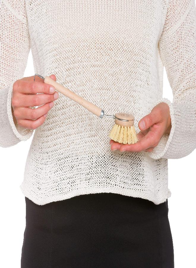 Redecker Stiff Tampico Bristle Dish Brush, Durable All-Purpose Scrubber for Kitchen & Household with Heat-Resistant Tampico Fiber Bristles, 1-1/2 inch Replaceable Brush Head, Set of 2, Made in Germany - Image 2