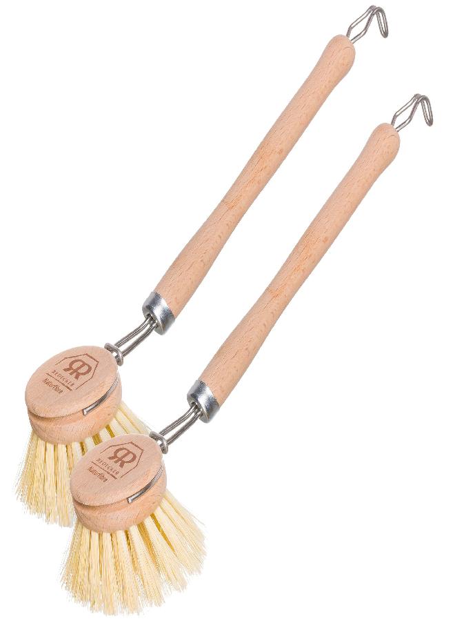 Redecker Stiff Tampico Bristle Dish Brush, Durable All-Purpose Scrubber for Kitchen & Household with Heat-Resistant Tampico Fiber Bristles, 1-1/2 inch Replaceable Brush Head, Set of 2, Made in Germany - Image 3