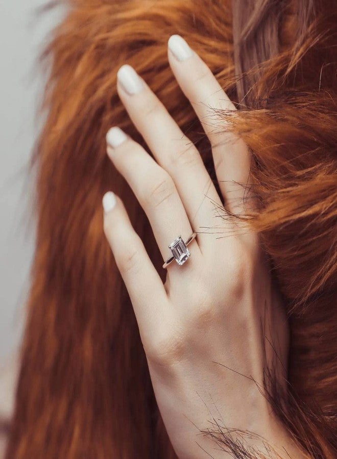 بيركيل خواتم زفاف وخطوبة من الفضة الإسترلينية من بيريكل، مرصعة بحجر زركونيا مكعب بقطع الزمرد عيار 2.1 قيراط - Image 5