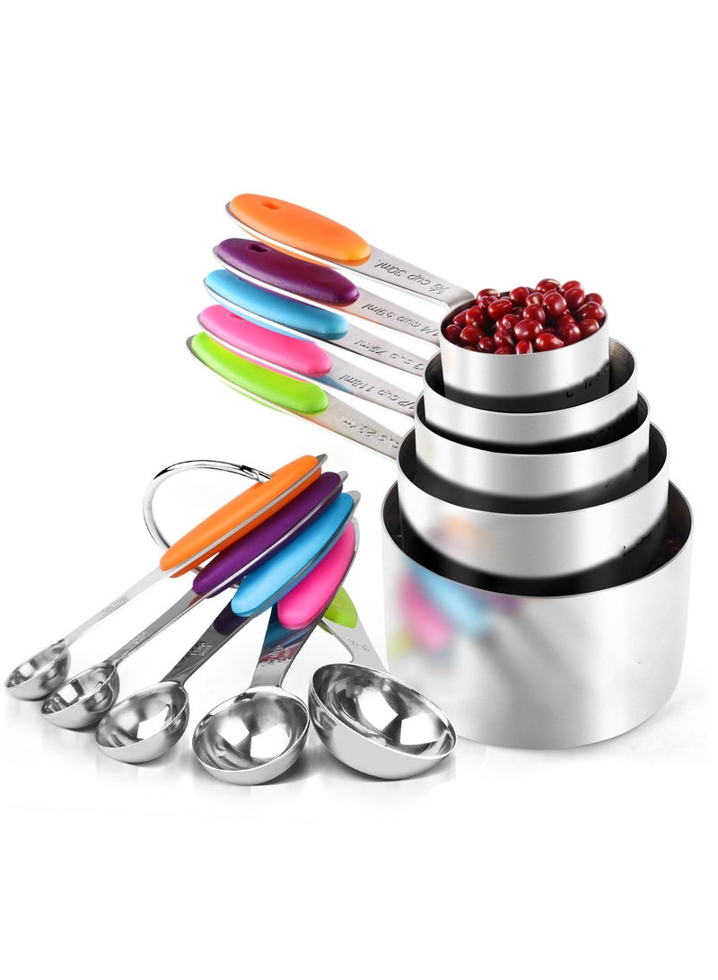 الفولاذ المقاوم للصدأ 10 قطعة قياس الكؤوس والملاعق للطهي والخبز - Image 1