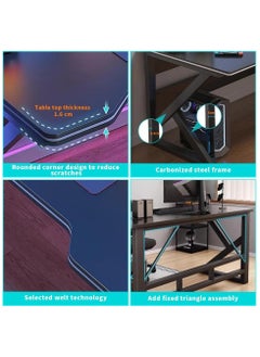 AIWANTO K-Shaped Gaming Table Ergonomic Large Gaming Desk Computer Desk PC Gaming Workstation Home Office Desks Space-saving Easy to Assemble 140x60x75cm Black  - Image 3