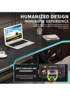 AIWANTO K-Shaped Gaming Table Ergonomic Large Gaming Desk Computer Desk PC Gaming Workstation Home Office Desks Space-saving Easy to Assemble 140x60x75cm Black  - Image 4