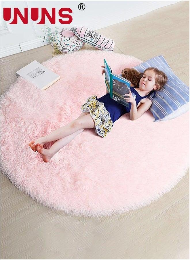 UNUNS Plush Rugs For Bedroom,120x120cm Round Area Comfortable Soft Home Decor,Plush Carpet Floor Cover Girly Boy Room Dormitory  - Image 1
