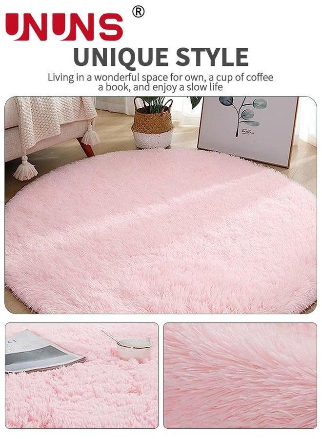 UNUNS Plush Rugs For Bedroom,120x120cm Round Area Comfortable Soft Home Decor,Plush Carpet Floor Cover Girly Boy Room Dormitory  - Image 3