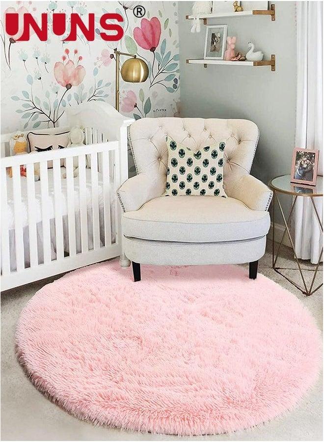 UNUNS Plush Rugs For Bedroom,120x120cm Round Area Comfortable Soft Home Decor,Plush Carpet Floor Cover Girly Boy Room Dormitory  - Image 2