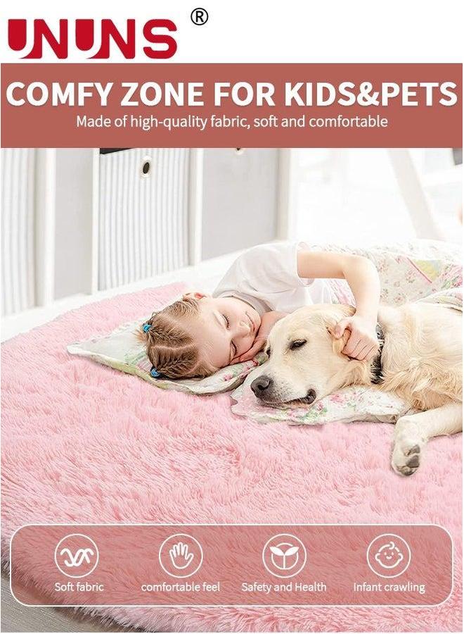 UNUNS Plush Rugs For Bedroom,120x120cm Round Area Comfortable Soft Home Decor,Plush Carpet Floor Cover Girly Boy Room Dormitory  - Image 5