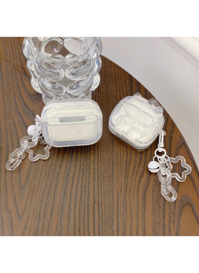 Generic - Cute Transparent Kt Cat Airpods Pro2 For Apple Bluetooth Earphone Case 2/3/4 Generation Cartoon Protective Cover For 1-color:Cute Transparent Kt Cat-Applicable Models:AirPods 4(2024) - Image 1