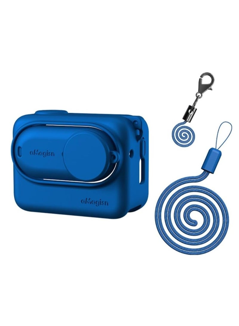Silicone Protective Case for Insta360 GO3 Protective Case Lens Cover with Lanyard for Insta 360 GO 3 Action Camera Accessories (Blue) - Image 1