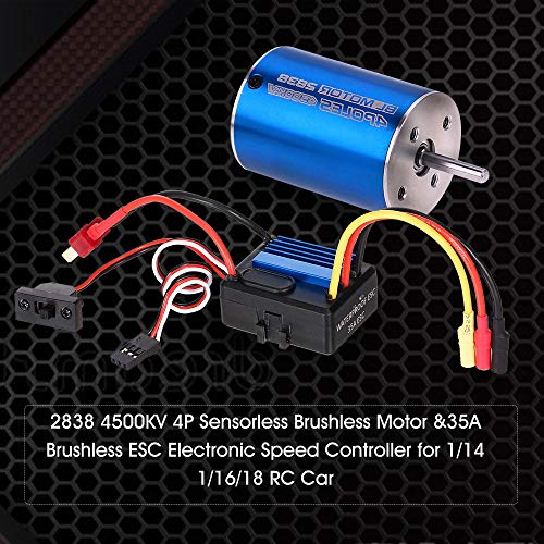 GoolRC محرك جوجل آر سي 2838 4500KV 4P بدون مستشعر ومحرك سرعة إلكتروني 35A لسيارة RC 1/14 1/16 1/18 - Image 5