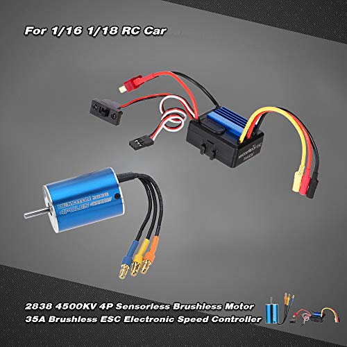 GoolRC محرك جوجل آر سي 2838 4500KV 4P بدون مستشعر ومحرك سرعة إلكتروني 35A لسيارة RC 1/14 1/16 1/18 - Image 2
