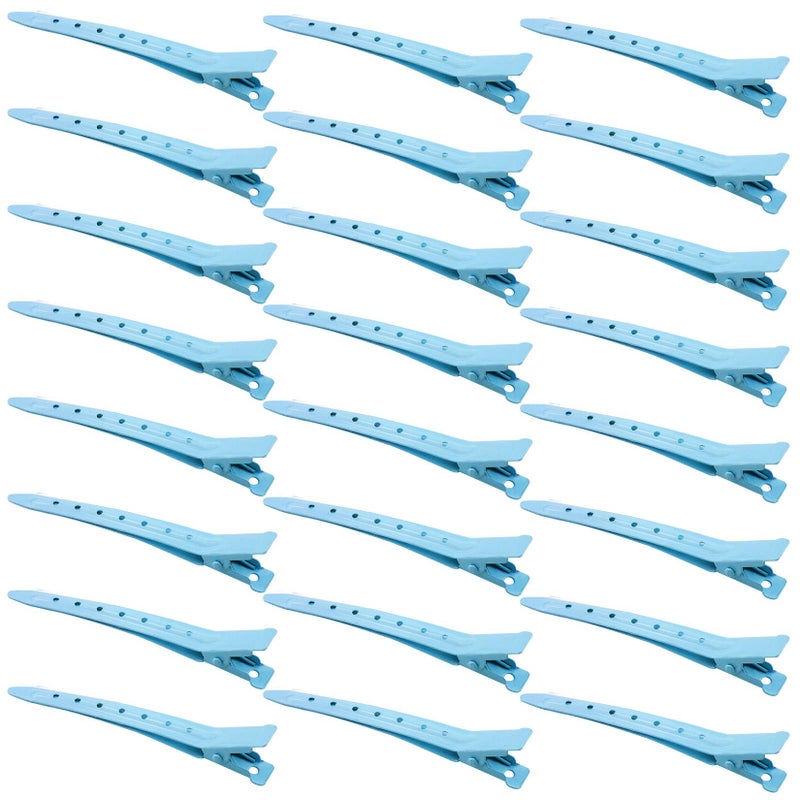Bantoye 24 Packs Duck Bill Clips Bantoye 335 Inches Rustproof Metal Alligator Curl Clips with Holes for Hair Styling Hair Coloring Blue