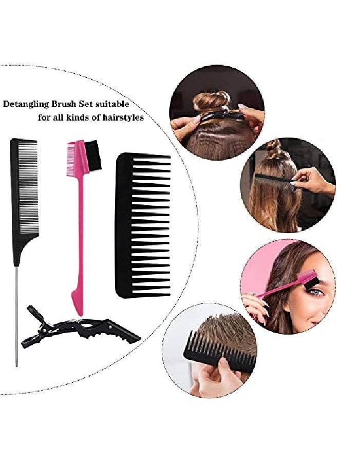 Patelai - 11 Piece Detangling Brush Set Includes 9Row Cushion Nylon Bristle Styling Brush Satin Bonnet Sleep Cap Double Sided Edge Brush Large Hair Detangling Comb Rat Tail Comb And Alligator Hair Clip - Image 1