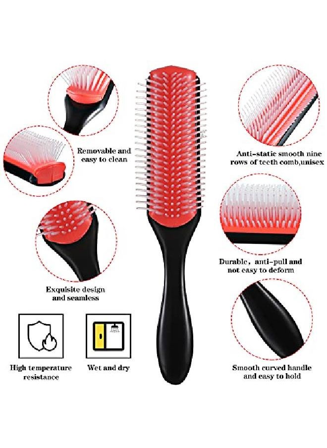 Patelai - 11 Piece Detangling Brush Set Includes 9Row Cushion Nylon Bristle Styling Brush Satin Bonnet Sleep Cap Double Sided Edge Brush Large Hair Detangling Comb Rat Tail Comb And Alligator Hair Clip - Image 1