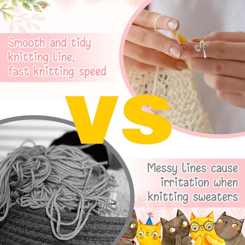HASTHIP ® 3Pcs Crochet Tension Ring Creative Kitty Wire Wrapped Knitting Crochet Tool Alloy Yarn Tension Crochet Ring for DIY Knitting & Crocheting - Image 4