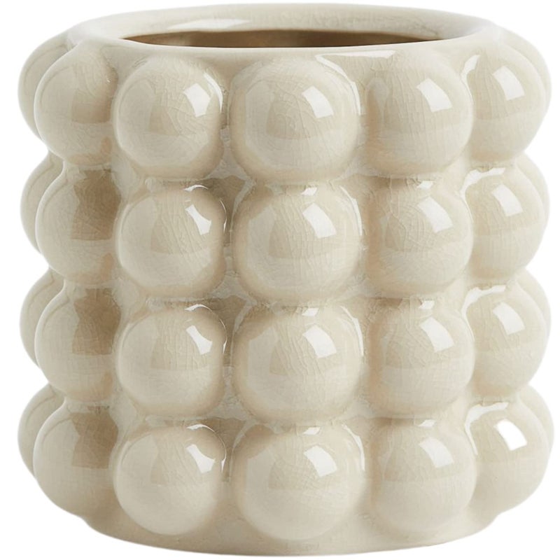 YANWE1 Bubble Vase, Beige Ceramic Vase for Flowers, Short Vases for Boho Decor, Decorative Vases for Flowers, Living Room, Bedroom, Office, Fireplace, Mantel, Coffee Table, 5 Inches - Image 1