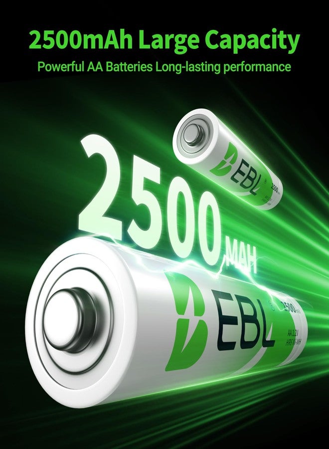 EBL AA Rechargeable Batteries 1.2V 2500mAh High Performance Pre-Charged AA Batteries - 4 Pack - Image 3
