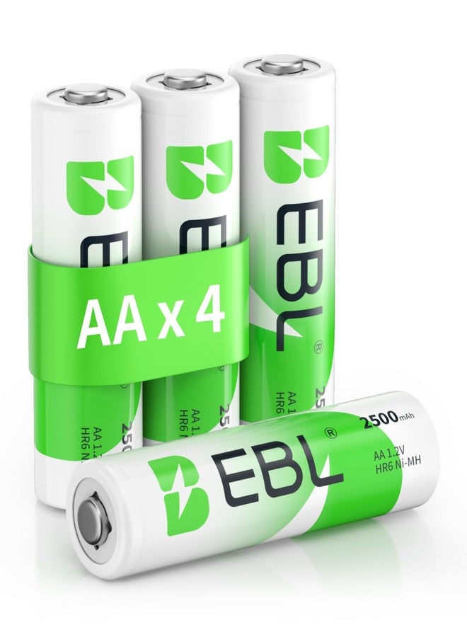 EBL AA Rechargeable Batteries 1.2V 2500mAh High Performance Pre-Charged AA Batteries - 4 Pack - Image 1
