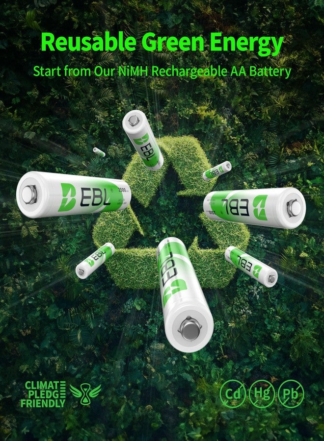 EBL AA Rechargeable Batteries 1.2V 2500mAh High Performance Pre-Charged AA Batteries - 4 Pack - Image 4