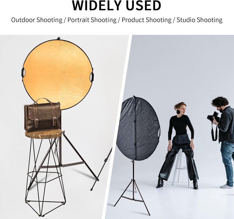 Selens Handle Round Reflector Stand Kit for Photography, 32" 5-in-1 Collapsible Lighting With 6.5ft Light Stand, Carry Bag and Clamp for Portrait Studio Shoot - Image 2