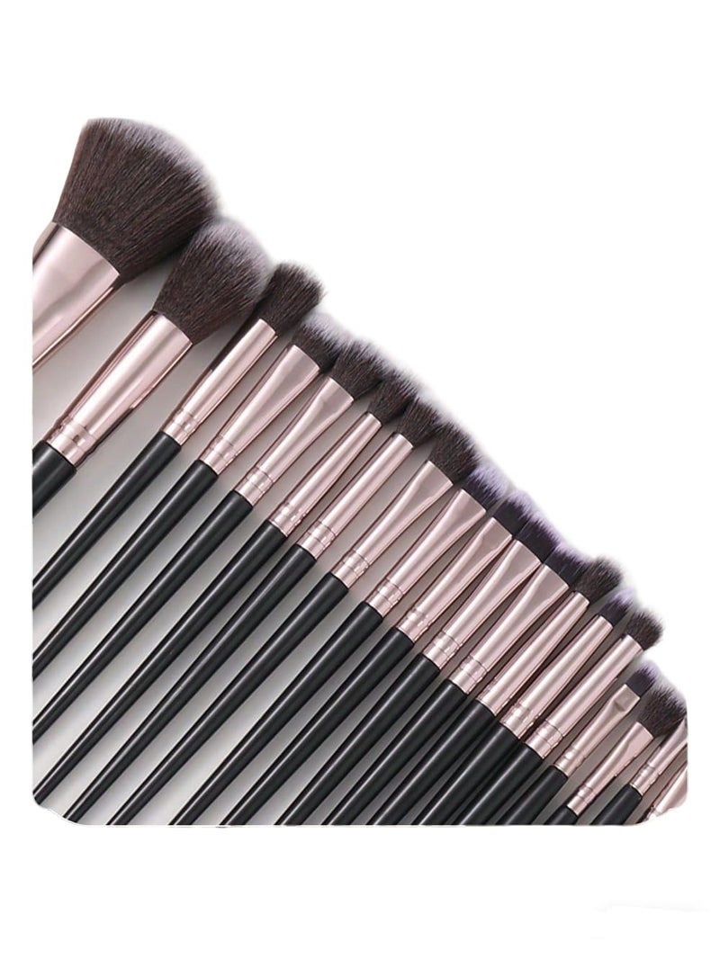 KOLIGHT ® Pack of 20pcs Cosmetic Eye Shadow Sponge Eyeliner Eyebrow Lip Nose Foundation Powder Makeup Brushes Sets (black+rose gold) - Image 2