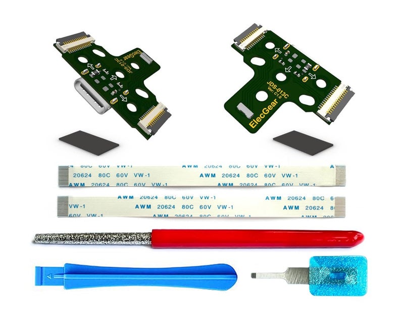 ElecGear 2X USB C Charging Port PCB for 1st Gen PS4 Controller Upgrade DS4 from MicroUSB Input Port to USB TypeC Connector Adaptor Replacement for JDS001 JDS011 JDS030 Flex Cable Repair Tool - Image 2