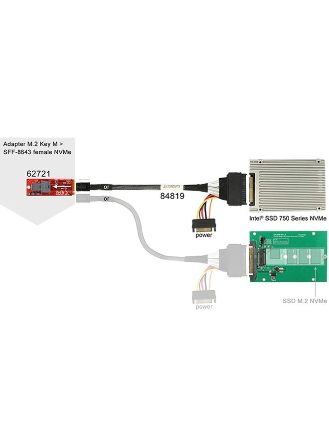 Mini SAS SFF-8643 to U.2 SFF-8639 NVMe SSD Cable pin Male SATA Power Connector Mini SAS HD High Speed Line  - Image 1