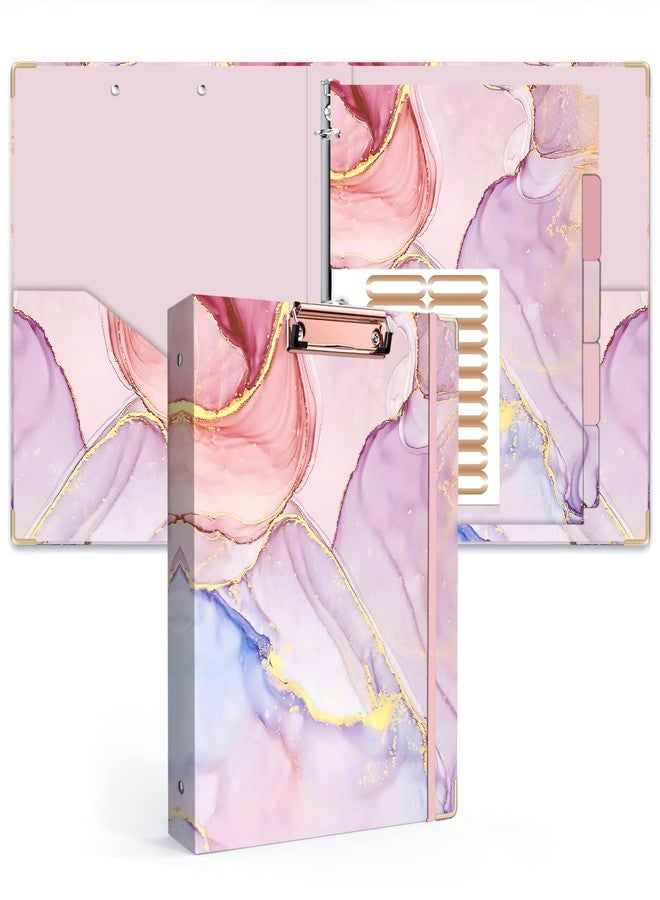 Lateefah 3 Ring Binder, 1 Inch Round Ring Binder with 5 Tab Dividers, Cute Clipboard Binders with 2 Pockets, Decorative Three Ring Binder for Women, School and Office Supplies - Image 1