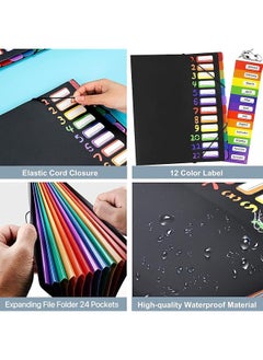 erorex Expanding File Folder A4 Letter Size Holds 240 Sheets Plastic Rainbow Lined Accordian File Organizer With 24 Pockets Colored Filing Folder Suitable For School Office And Travel  - Image 2
